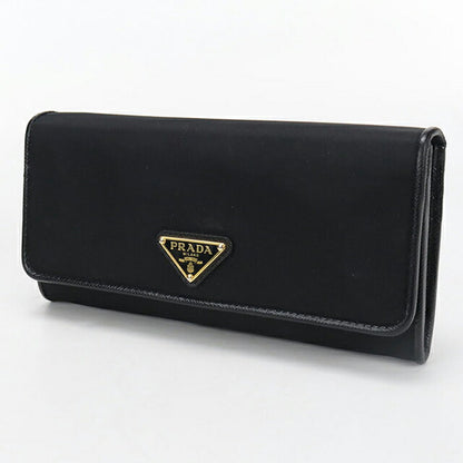Used Prada long wallet with double fold coin purse ladies brand PRADA triangle long wallet leather 1MH132 UZ0 F0X3X black USDPR106274011