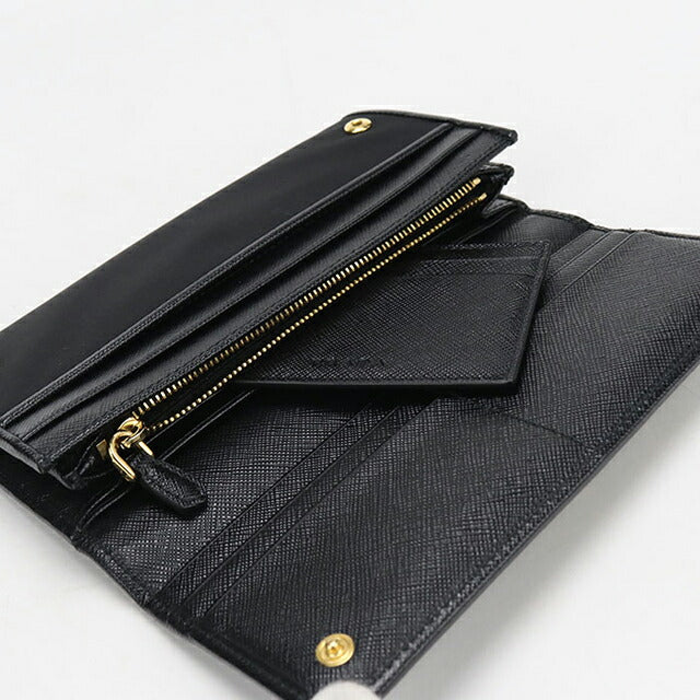 Used Prada long wallet with double fold coin purse ladies brand PRADA triangle long wallet leather 1MH132 UZ0 F0X3X black USDPR106274011