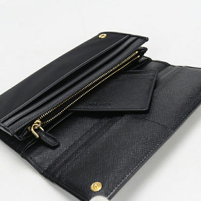 Used Prada long wallet with double fold coin purse ladies brand PRADA triangle long wallet leather 1MH132 UZ0 F0X3X black USDPR106274011