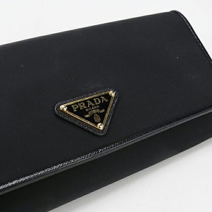 Used Prada long wallet with double fold coin purse ladies brand PRADA triangle long wallet leather 1MH132 UZ0 F0X3X black USDPR106274011