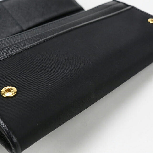 Used Prada long wallet with double fold coin purse ladies brand PRADA triangle long wallet leather 1MH132 UZ0 F0X3X black USDPR106274011