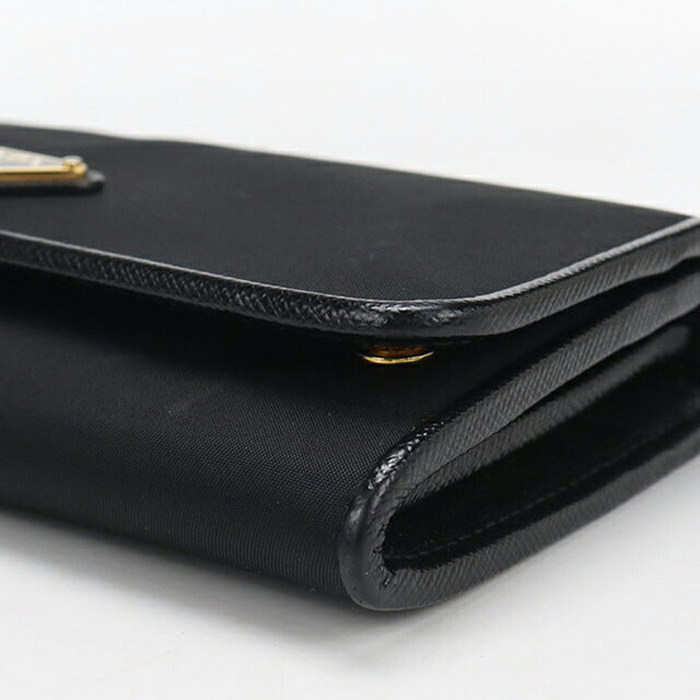 Used Prada long wallet with double fold coin purse ladies brand PRADA triangle long wallet leather 1MH132 UZ0 F0X3X black USDPR106274011