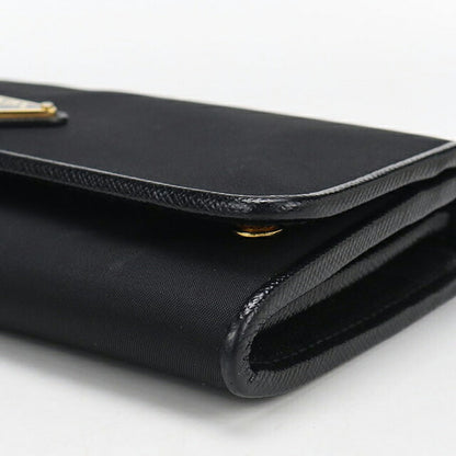Used Prada long wallet with double fold coin purse ladies brand PRADA triangle long wallet leather 1MH132 UZ0 F0X3X black USDPR106274011