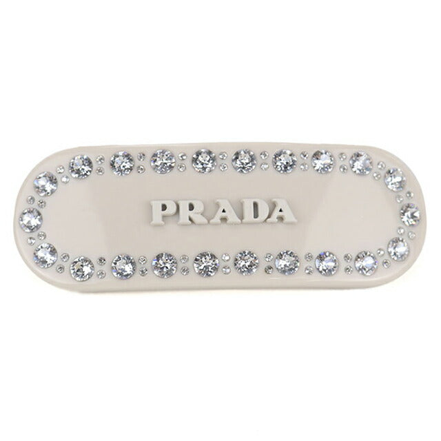 PRADA プラダ 1IF042 バレッタ ロゴ スタッズ GP ヘアアクセサリー ベージュ レディース PRADA - プラダ PRADA ヘアアクセサリー バレッタ ロゴ スタッズ