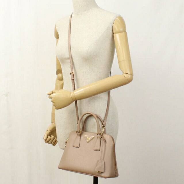 Used Prada Handbag Ladies Brand PRADA Saffiano Leather Mini Bag Leather BL0838 Beige USDPR107055011