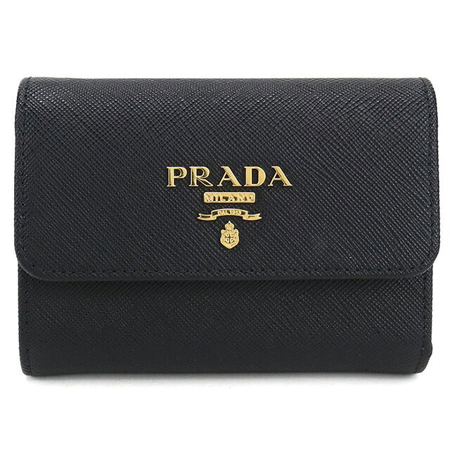 中古 プラダ 三つ折り財布 三折財布 レディース ブランド PRADA サフィアーノマルチカラー ブラック 財布 USDPR107077011
