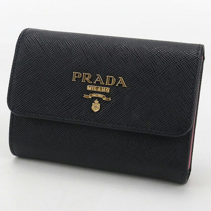 中古 プラダ 三つ折り財布 三折財布 レディース ブランド PRADA サフィアーノマルチカラー ブラック 財布 USDPR107077011