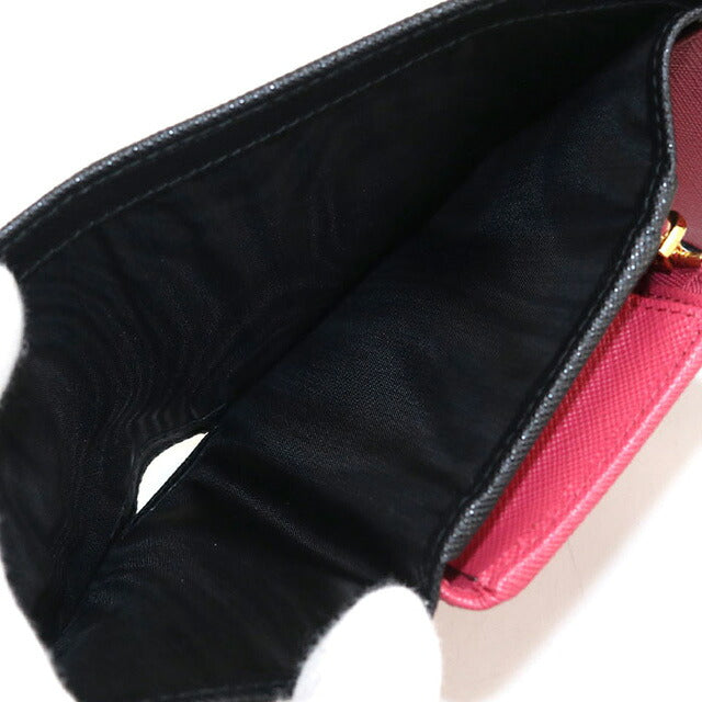 中古 プラダ 三つ折り財布 三折財布 レディース ブランド PRADA サフィアーノマルチカラー ブラック 財布 USDPR107077011