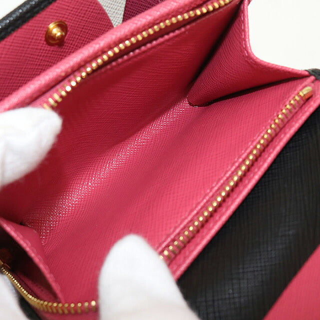 PRADA 二つ折り財布 サフィアーノレザー ピンク PRADA 2つ折財布 折
