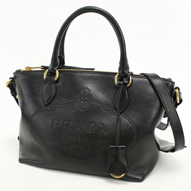 ♡美品♡プラダ♡1BA111♡ブラック♡2way♡ 中古 プラダ ハンドバッグ レディース ブランド PRADA 2WAY レザー