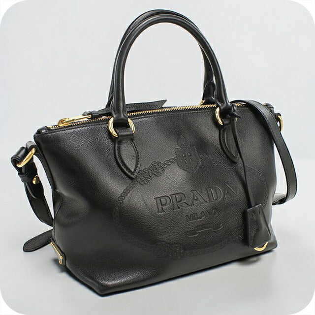 ♡美品♡プラダ♡1BA111♡ブラック♡2way♡ 中古 プラダ ハンドバッグ レディース ブランド PRADA 2WAY レザー