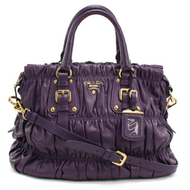 中古 プラダ トートバッグ レディース ブランド PRADA 2WAY ハンドバッグ レザー パープル USDPR107229011