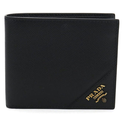 中古 プラダ 二つ折り財布 二折財布 メンズ ブランド PRADA サフィアーノレザー ウォレット 2MO738 ブラック 財布 USDPR107391011