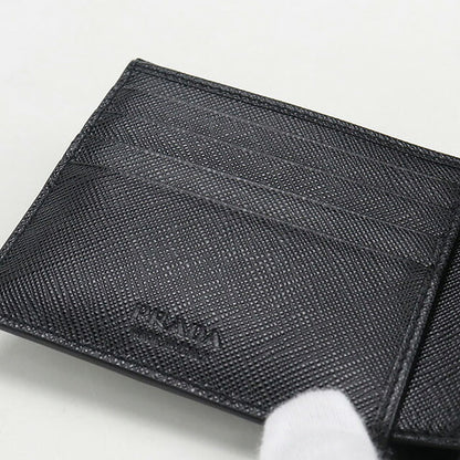 中古 プラダ 二つ折り財布 二折財布 メンズ ブランド PRADA サフィアーノレザー ウォレット 2MO738 ブラック 財布 USDPR107391011