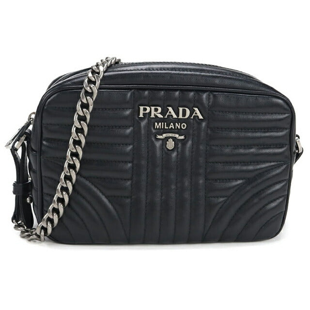 中古 プラダ ショルダーバッグ レディース ブランド PRADA ダイアグラム チェーンバッグ レザー 1BH083 ブラック USDPR107563011
