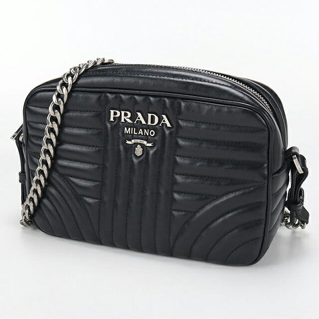 中古 プラダ ショルダーバッグ レディース ブランド PRADA ダイアグラム チェーンバッグ レザー 1BH083 ブラック USDPR107563011