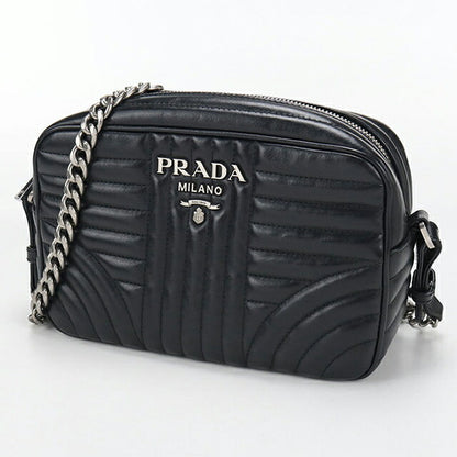 中古 プラダ ショルダーバッグ レディース ブランド PRADA ダイアグラム チェーンバッグ レザー 1BH083 ブラック USDPR107563011