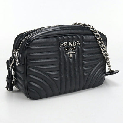 中古 プラダ ショルダーバッグ レディース ブランド PRADA ダイアグラム チェーンバッグ レザー 1BH083 ブラック USDPR107563011