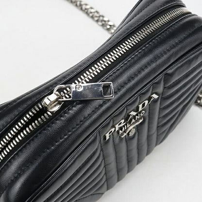 中古 プラダ ショルダーバッグ レディース ブランド PRADA ダイアグラム チェーンバッグ レザー 1BH083 ブラック USDPR107563011
