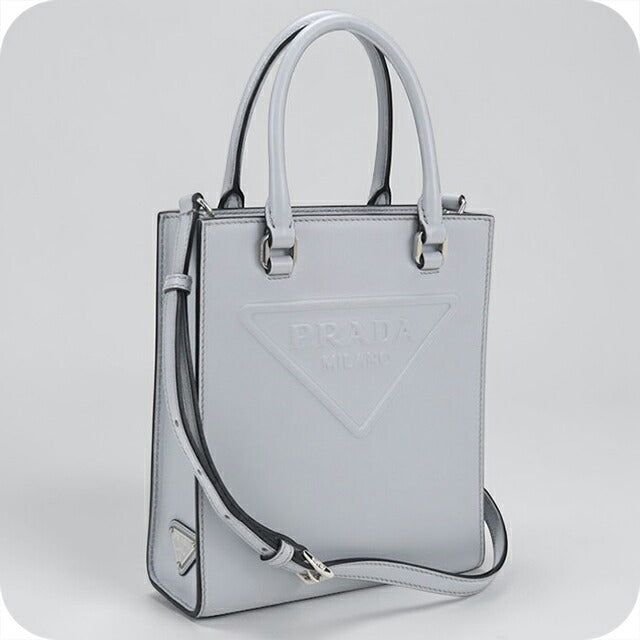 Used Prada tote bag ladies brand PRADA triangle logo 2WAY mini leather 1BA333 blue USDPR107568011