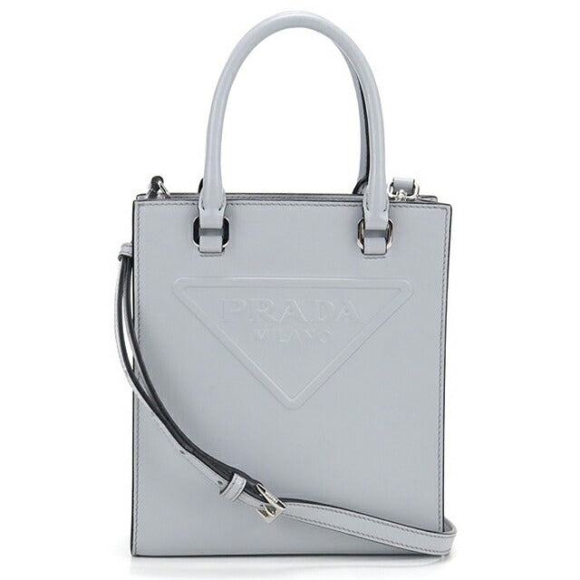 Used Prada tote bag ladies brand PRADA triangle logo 2WAY mini leather 1BA333 blue USDPR107568011
