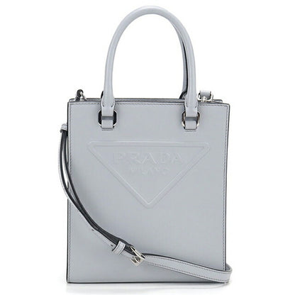 Used Prada tote bag ladies brand PRADA triangle logo 2WAY mini leather 1BA333 blue USDPR107568011
