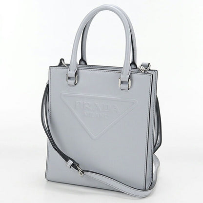 Used Prada tote bag ladies brand PRADA triangle logo 2WAY mini leather 1BA333 blue USDPR107568011