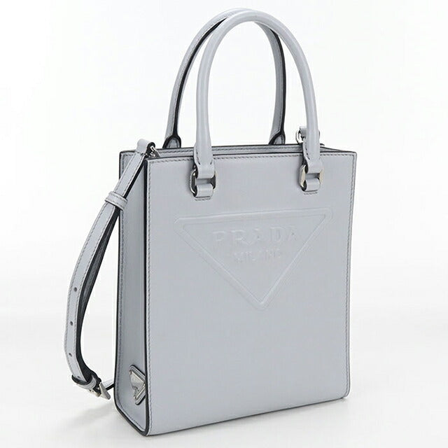 Used Prada tote bag ladies brand PRADA triangle logo 2WAY mini leather 1BA333 blue USDPR107568011