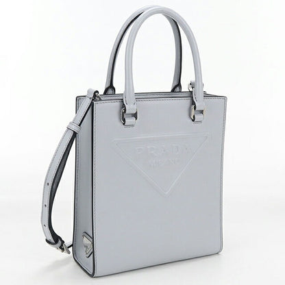 Used Prada tote bag ladies brand PRADA triangle logo 2WAY mini leather 1BA333 blue USDPR107568011