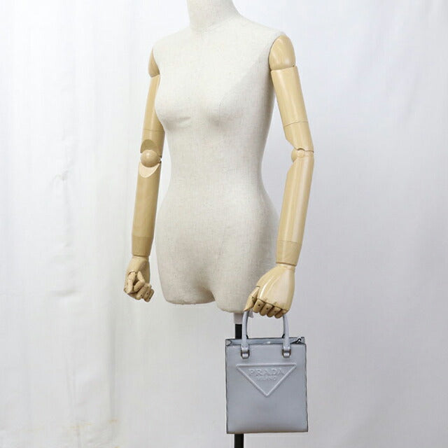 Used Prada tote bag ladies brand PRADA triangle logo 2WAY mini leather 1BA333 blue USDPR107568011