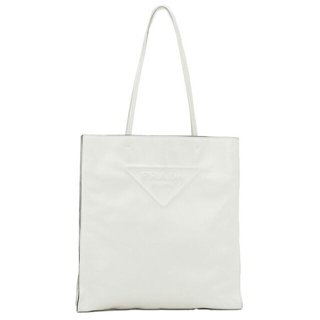 中古 プラダ トートバッグ レディース ブランド PRADA トライアングルロゴ レザー 1BG429 ホワイト USDPR107807011