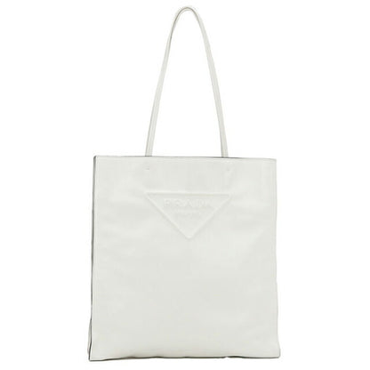 中古 プラダ トートバッグ レディース ブランド PRADA トライアングルロゴ レザー 1BG429 ホワイト USDPR107807011