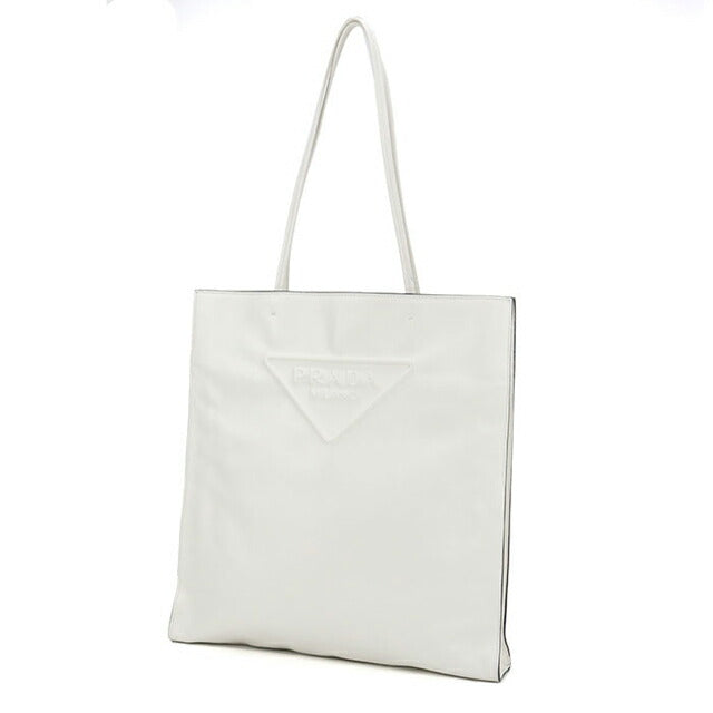 中古 プラダ トートバッグ レディース ブランド PRADA トライアングルロゴ レザー 1BG429 ホワイト USDPR107807011