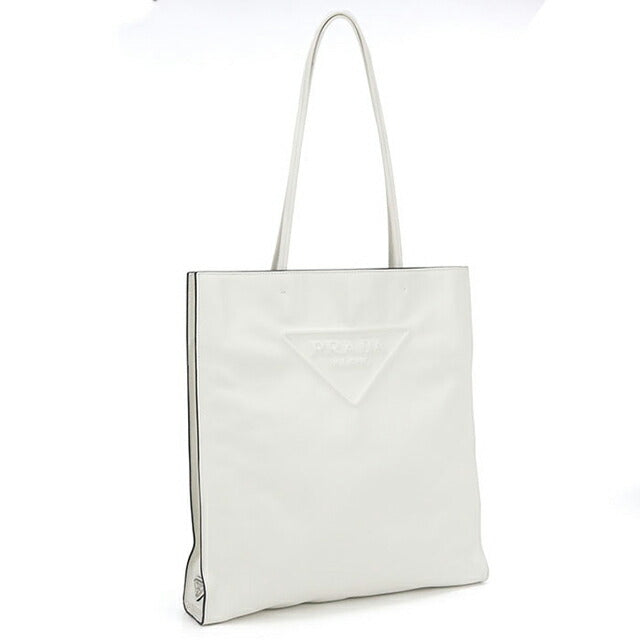 中古 プラダ トートバッグ レディース ブランド PRADA トライアングルロゴ レザー 1BG429 ホワイト USDPR107807011