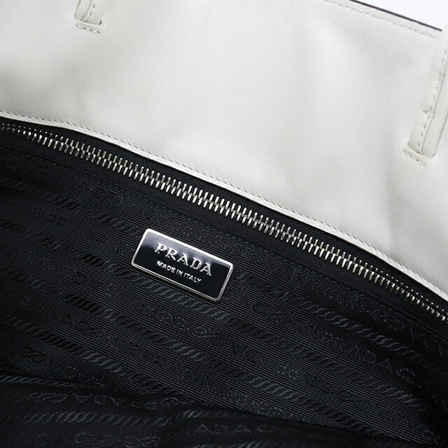 中古 プラダ トートバッグ レディース ブランド PRADA トライアングルロゴ レザー 1BG429 ホワイト USDPR107807011
