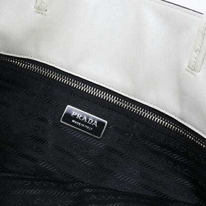 中古 プラダ トートバッグ レディース ブランド PRADA トライアングルロゴ レザー 1BG429 ホワイト USDPR107807011