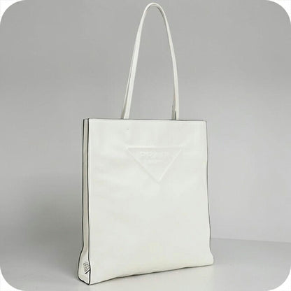 中古 プラダ トートバッグ レディース ブランド PRADA トライアングルロゴ レザー 1BG429 ホワイト USDPR107807011