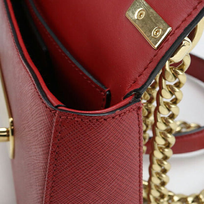 中古 プラダ 斜め掛け ショルダーバッグ レディース ブランド PRADA サフィアーノレザー チェーン レザー １BD219 レッド USDPR108565011