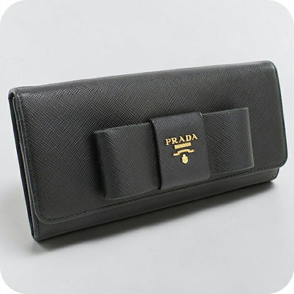 中古 プラダ 長財布二折 レディース ブランド PRADA サフィアーノレザー レザー 1MH132 ブラック USDPR108606011