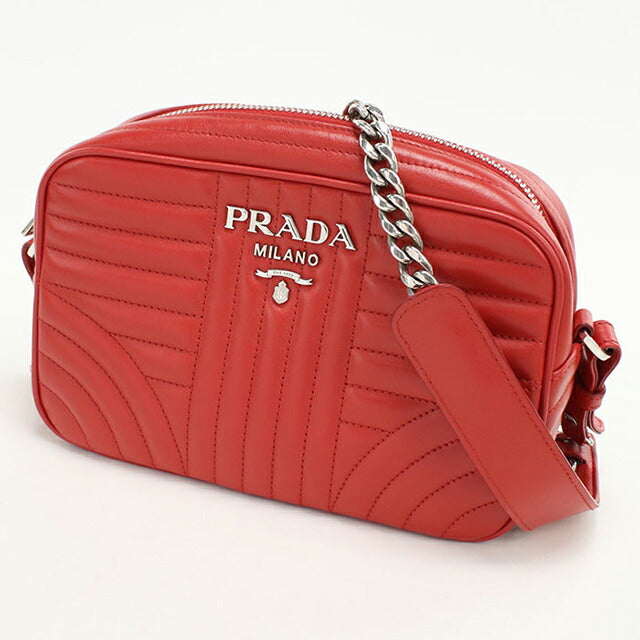 Used Prada shoulder bag ladies brand PRADA diagram chain leather 1BH083 red USDPR108675011