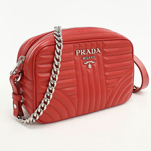 Used Prada shoulder bag ladies brand PRADA diagram chain leather 1BH083 red USDPR108675011