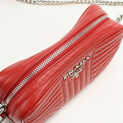 Used Prada shoulder bag ladies brand PRADA diagram chain leather 1BH083 red USDPR108675011