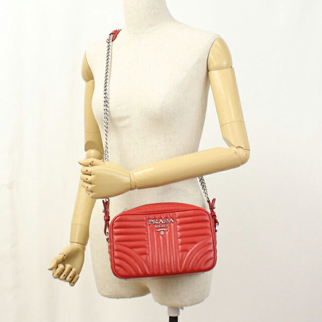 Used Prada shoulder bag ladies brand PRADA diagram chain leather 1BH083 red USDPR108675011