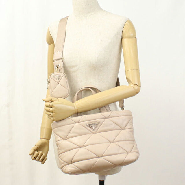 Used Prada tote bag ladies brand PRADA 2WAY leather beige USDPR108820011