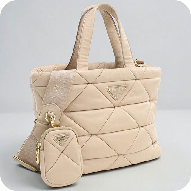 中古 プラダ トートバッグ レディース ブランド PRADA 2WAY レザー ベージュ USDPR108820011