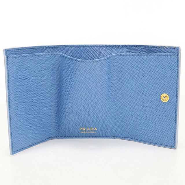 PRADA ブルー　三つ折り財布 中古 プラダ 三つ折り財布 三折財布 レディース ブランド PRADA