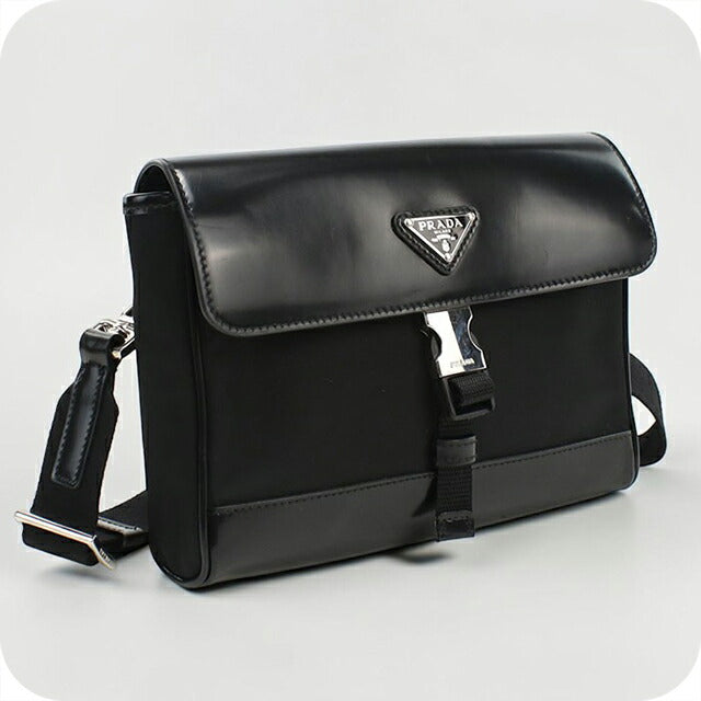 中古 プラダ 斜め掛け ショルダーバッグ メンズ ブランド PRADA レザー ブラック USDPR109398011