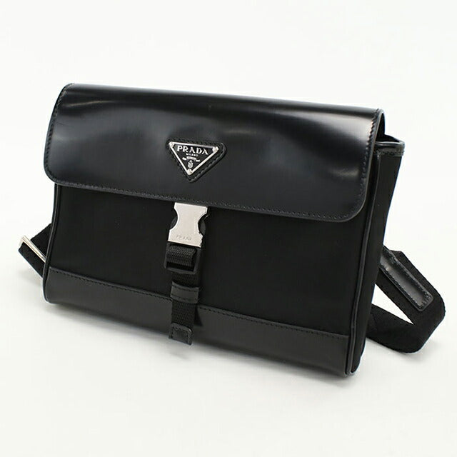 中古 プラダ 斜め掛け ショルダーバッグ メンズ ブランド PRADA レザー ブラック USDPR109398011