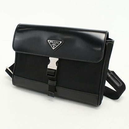 中古 プラダ 斜め掛け ショルダーバッグ メンズ ブランド PRADA レザー ブラック USDPR109398011