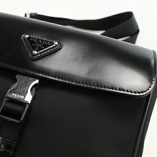 中古 プラダ 斜め掛け ショルダーバッグ メンズ ブランド PRADA レザー ブラック USDPR109398011
